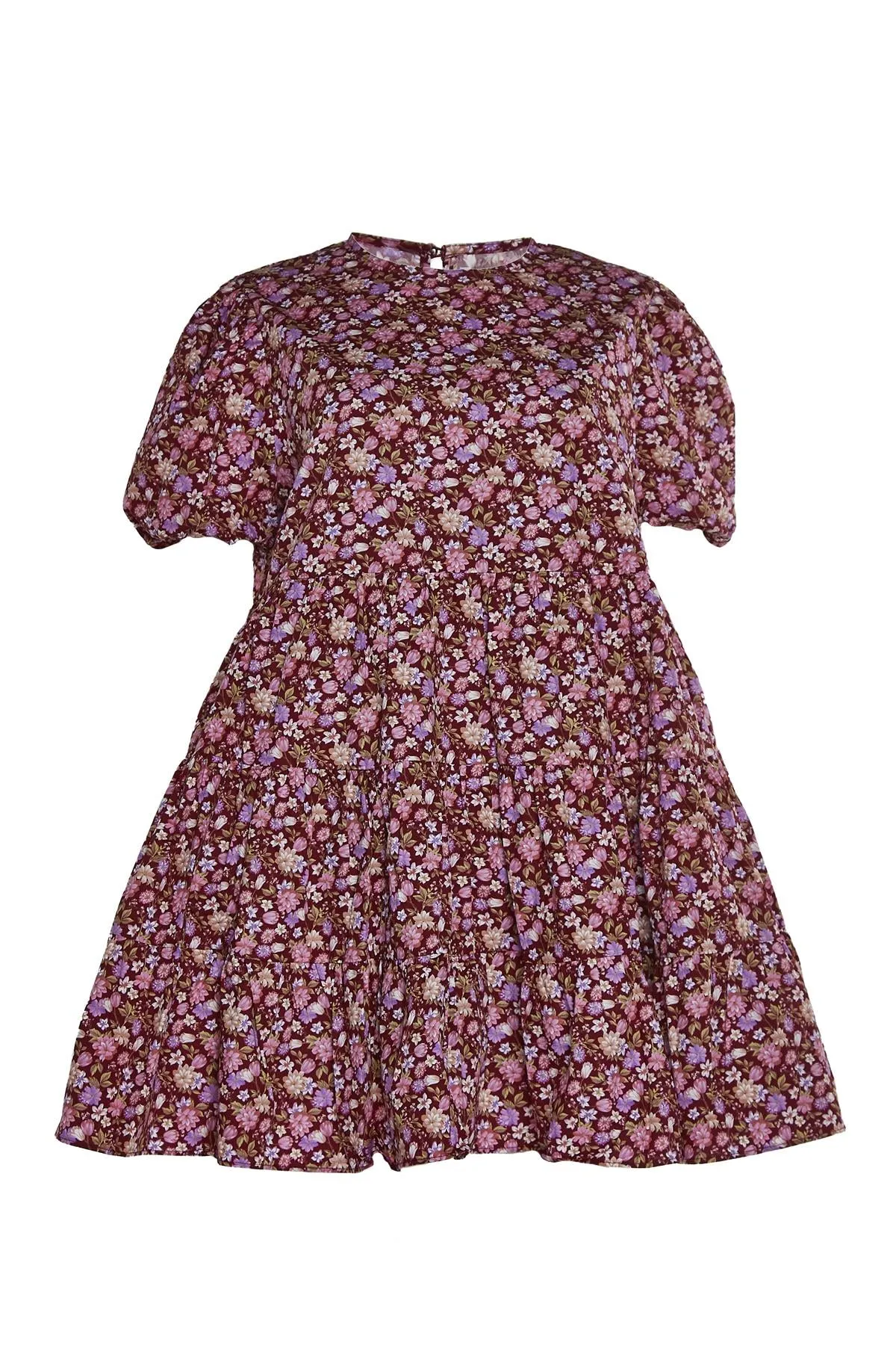 Burgundy-Chintz Floral Mini-Dress sold by Glamorous