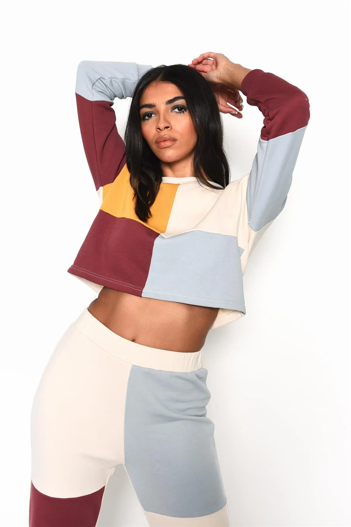 Mutli-Colourblock Long Sleeve Crop-Top sold by Glamorous product image thumbnail 3