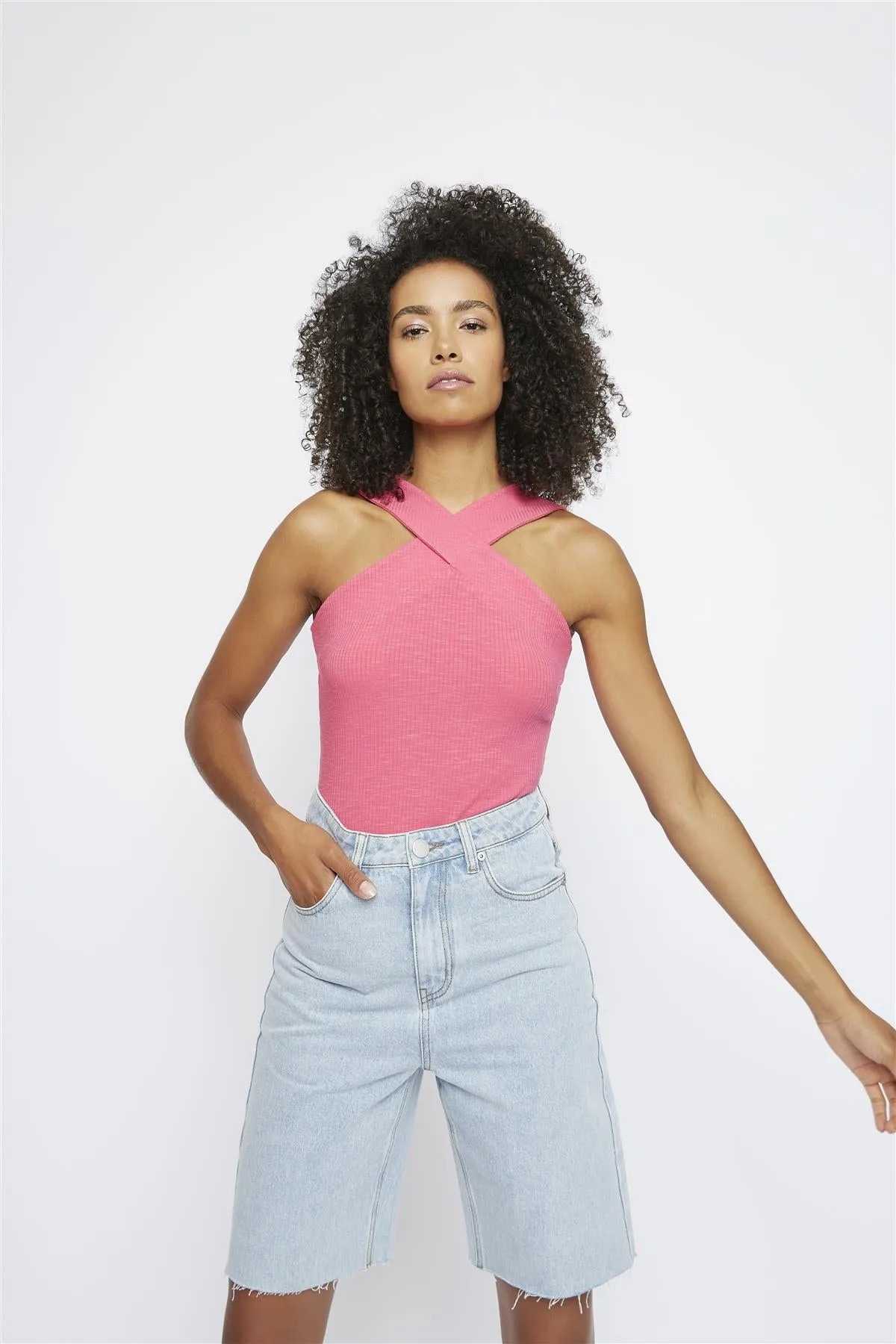 Pink Cross Neck Bodysuit sold by Glamorous product image thumbnail 3