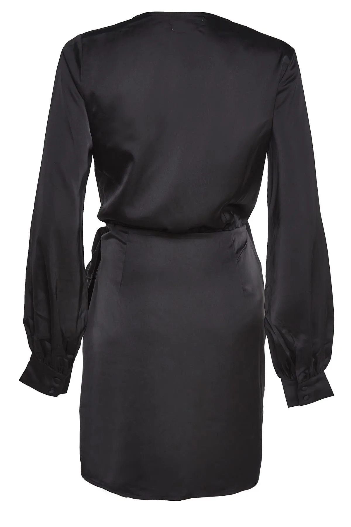 Black-Satin Wrap-Tie Midi-Dress sold by Glamorous product image thumbnail 2