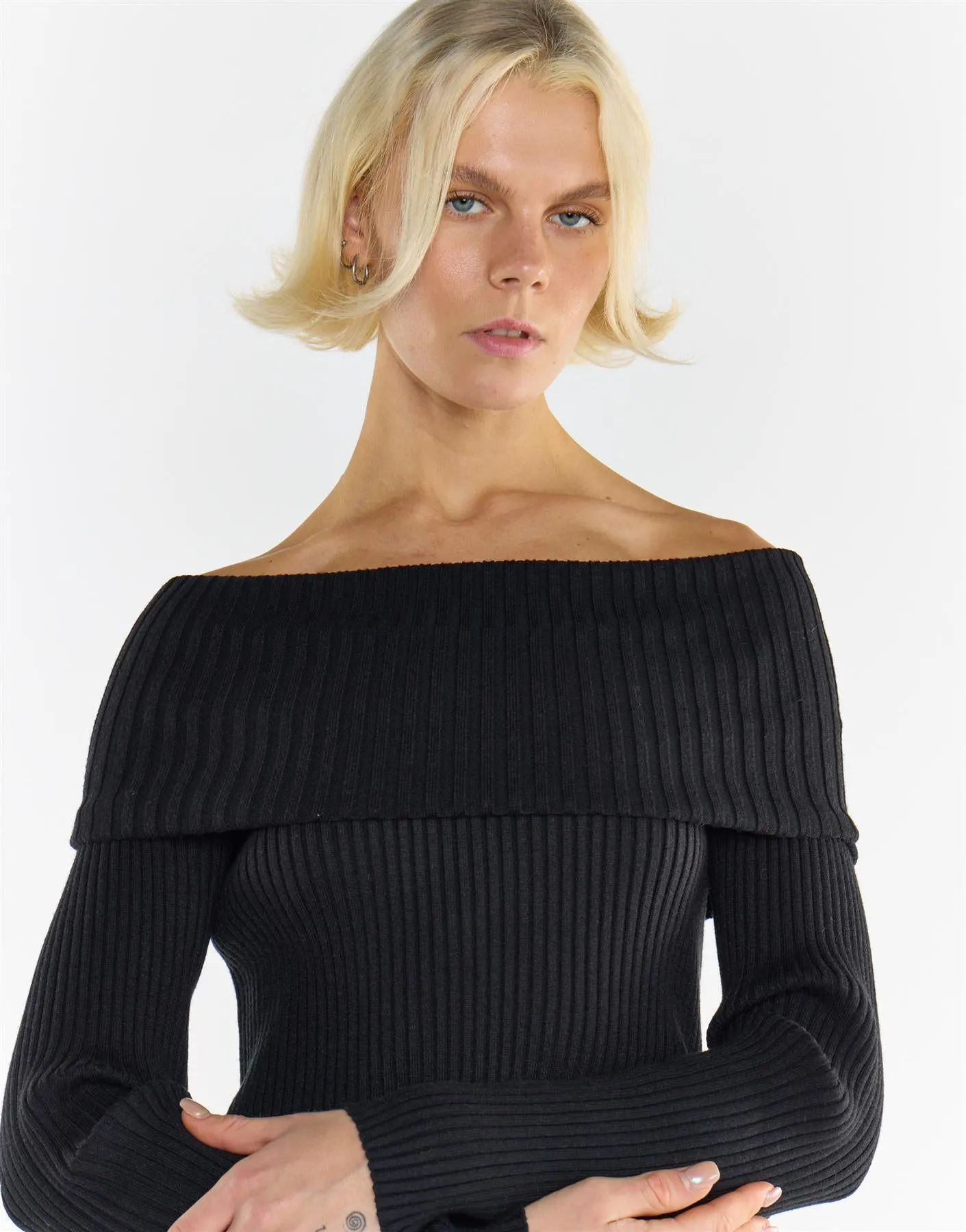 Bardot Off Shoulder Jumper in Black sold by Glamorous product image thumbnail 3