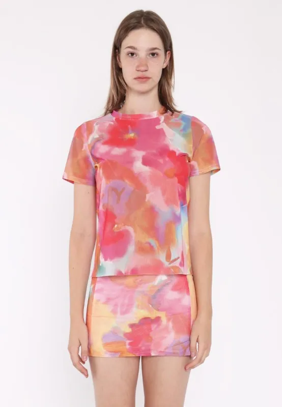 Mini Skirt - Multi Water Colour Flower made by Glamorous