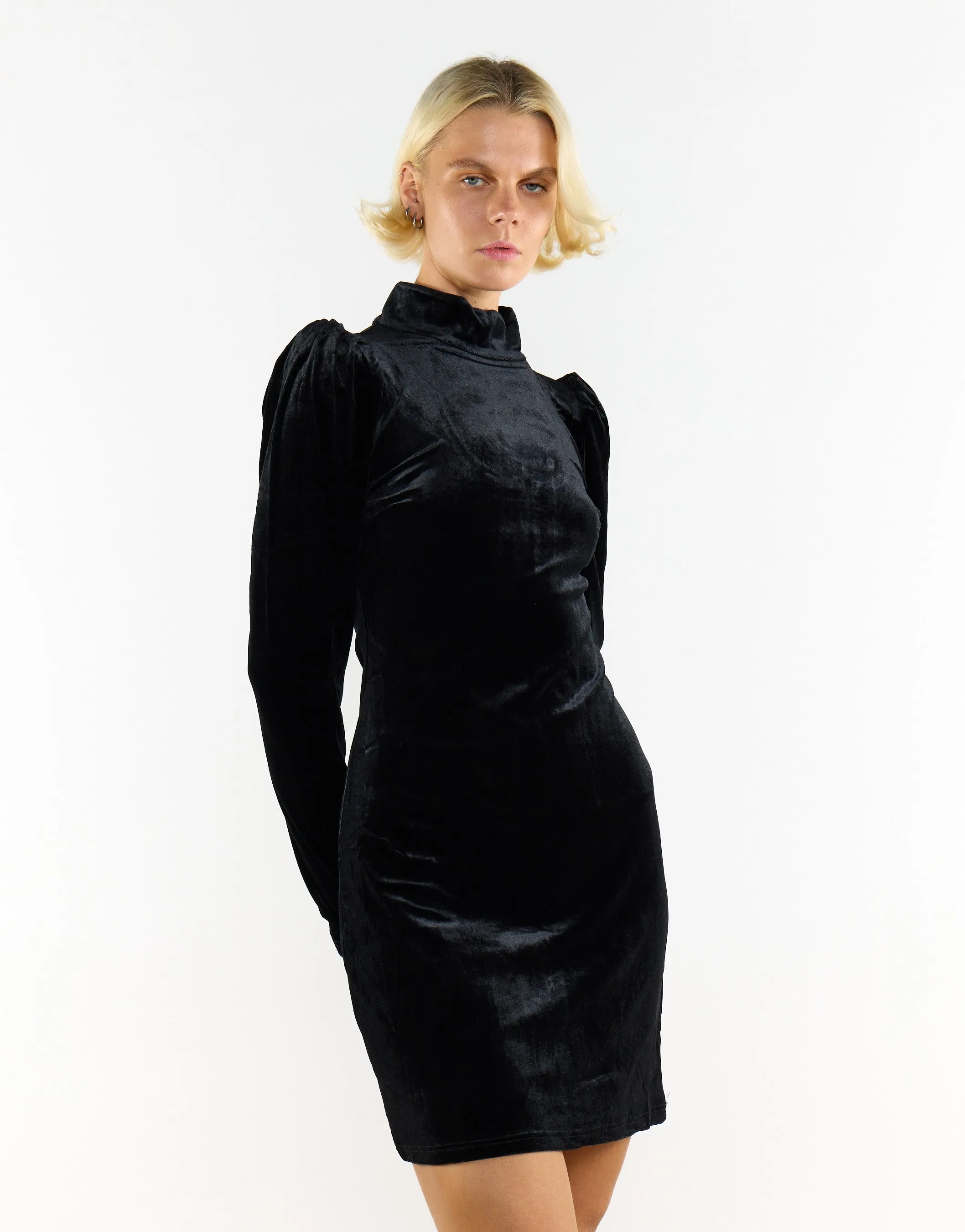 Glamorous Black Velvet Puff Shoulder Long Sleeve Mini Dress sold by Glamorous product image thumbnail 4