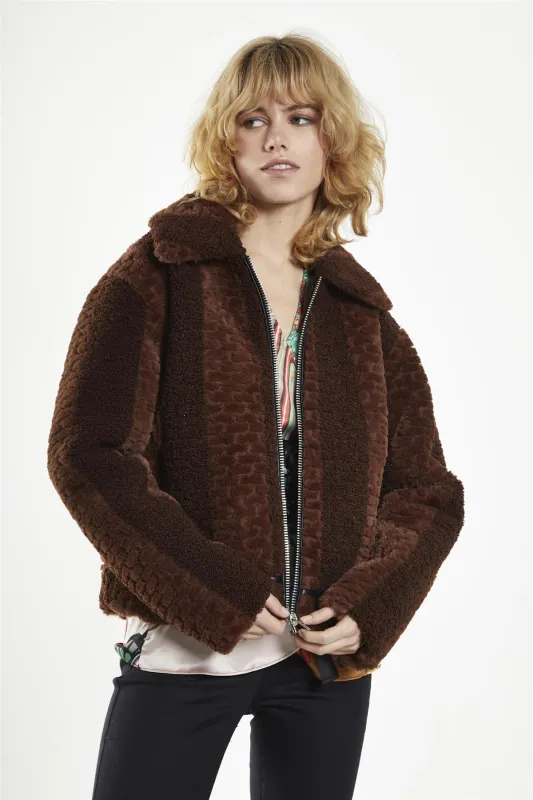Full Sleeves Cardigan - Brown Stripe Fur sold by Glamorous