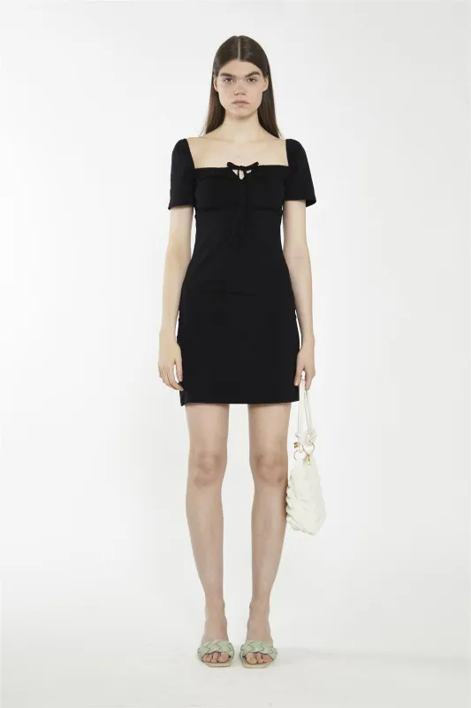 Tie Front Mini Dress - Black made by Glamorous