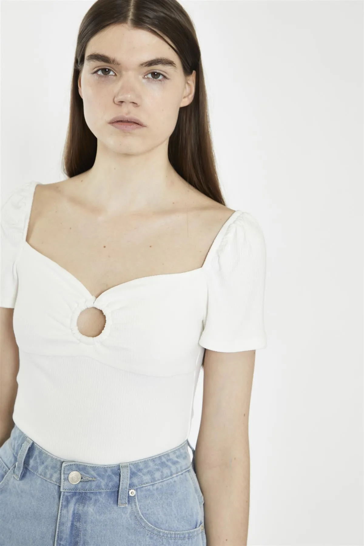 Sweetheart Neck Bodysuit - Off White Rib sold by Glamorous product image thumbnail 4
