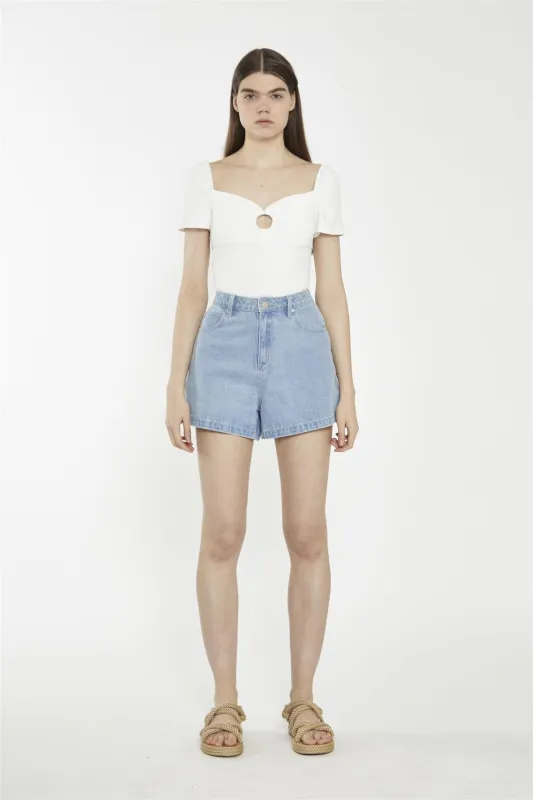 Sweetheart Neck Bodysuit - Off White Rib sold by Glamorous