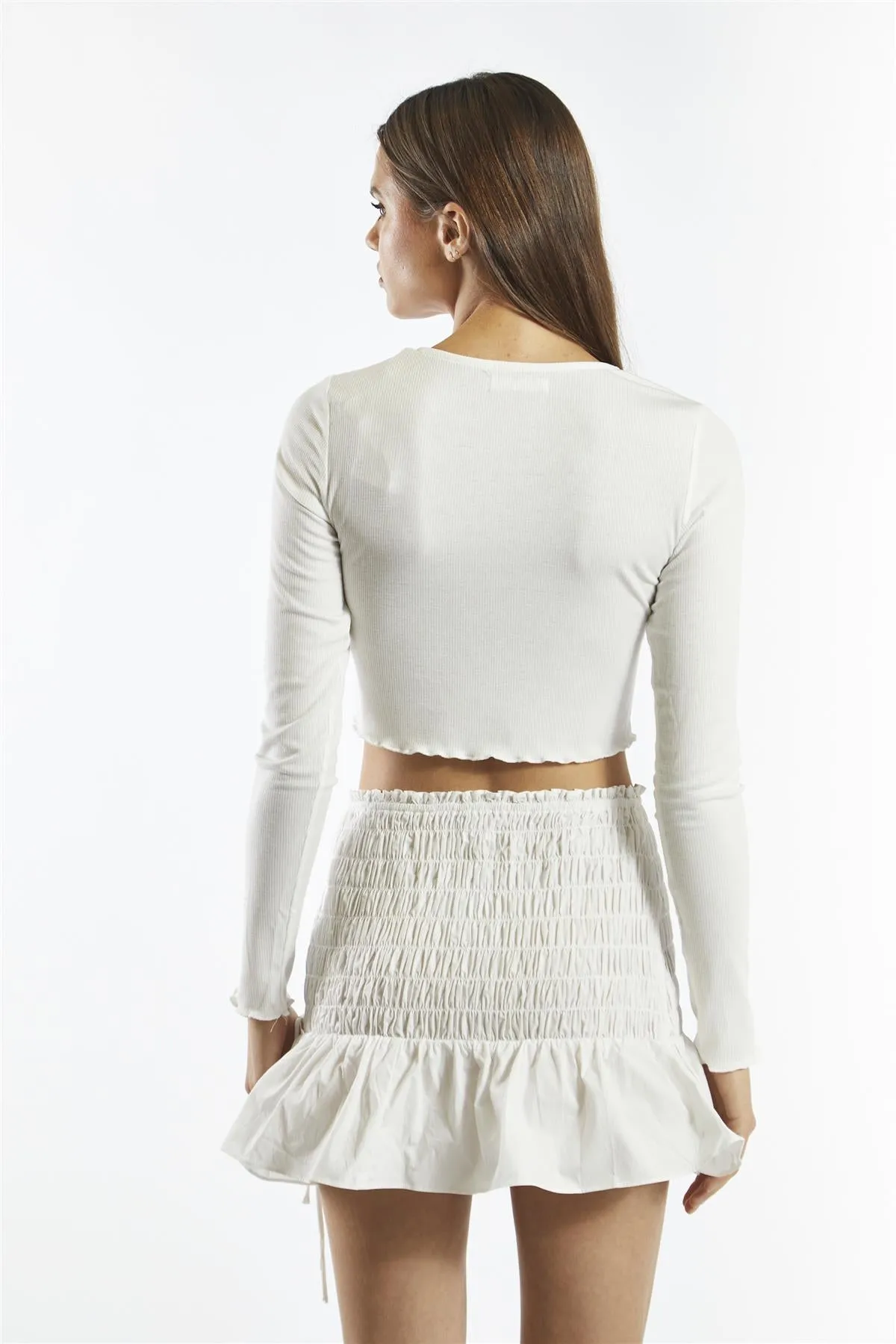V-Neck Crop Tops - White sold by Glamorous product image thumbnail 2