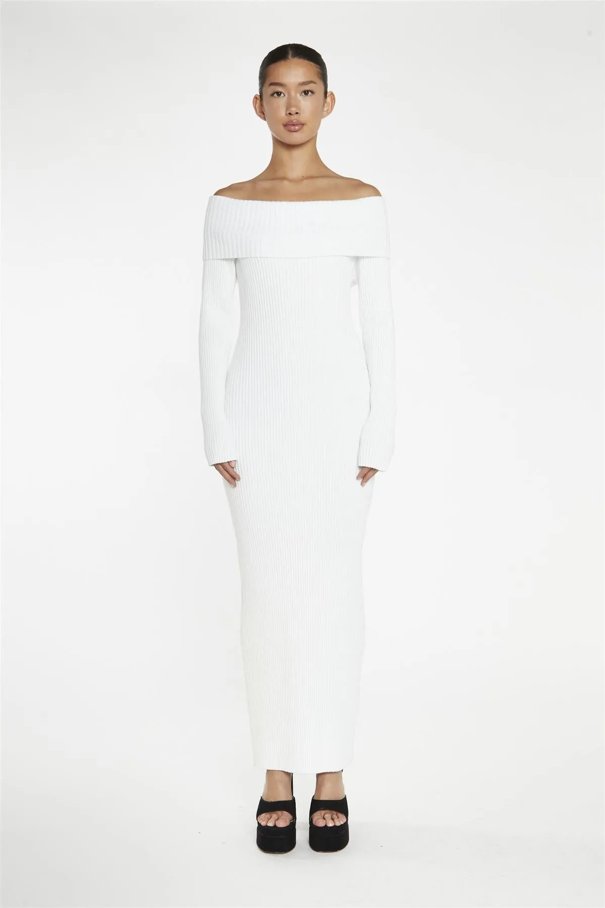 Knitted Bardot Maxi Dress - White sold by Glamorous product image thumbnail 3