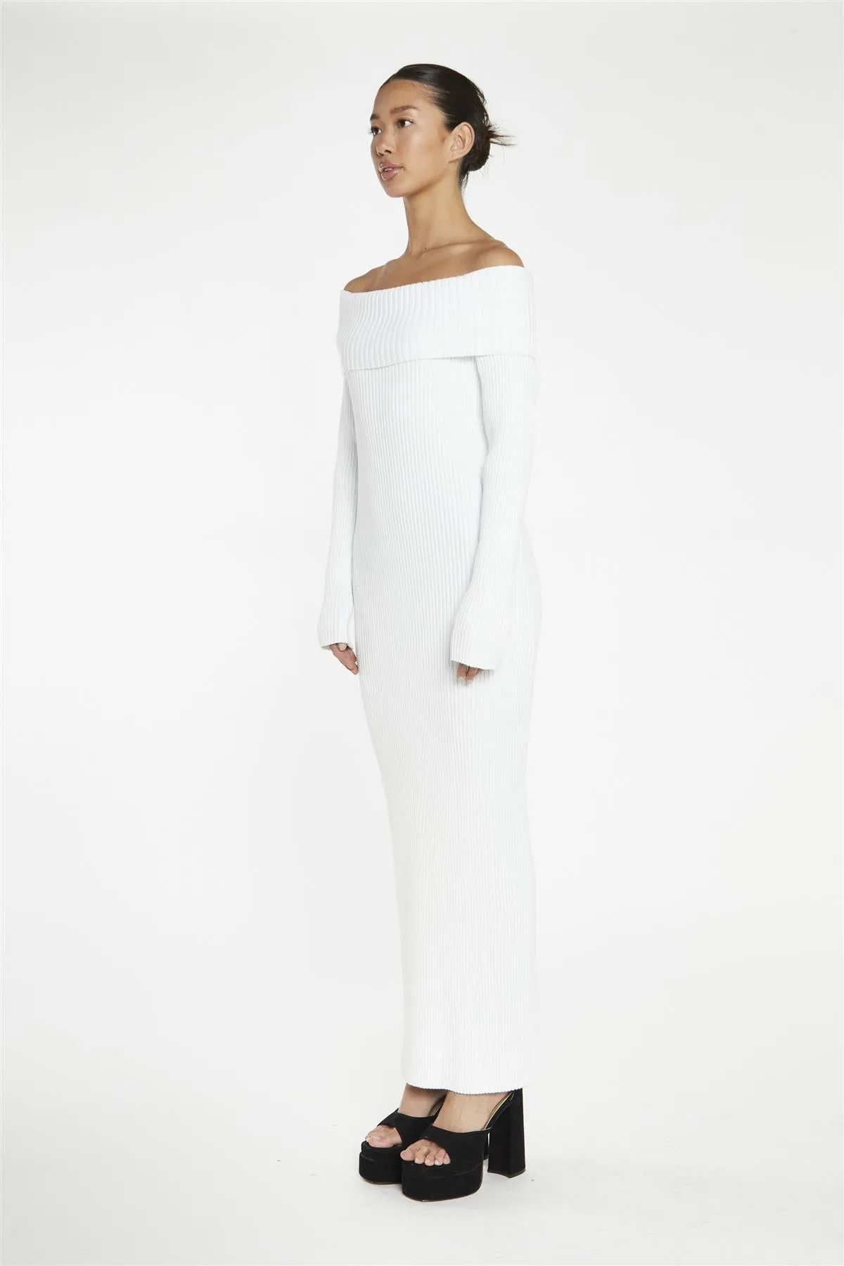 Knitted Bardot Maxi Dress - White sold by Glamorous product image thumbnail 4
