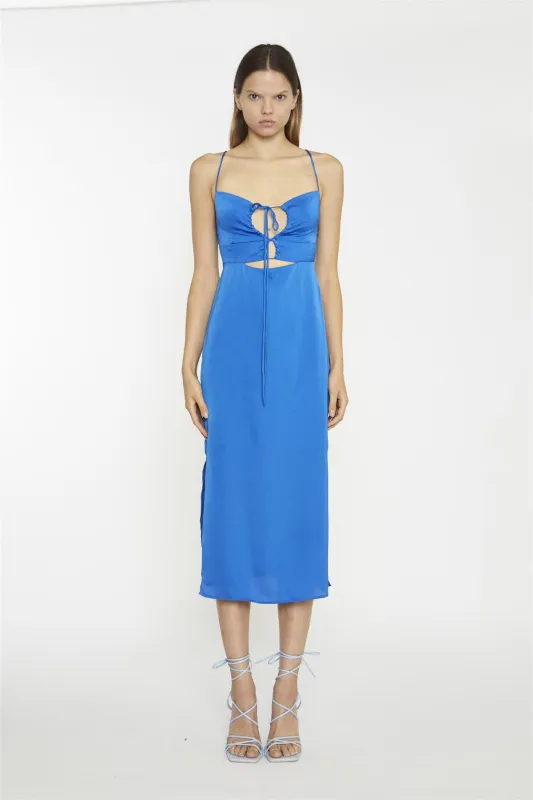 Scoop Neck Slip  Midi Dress - Blue Sateen sold by Glamorous