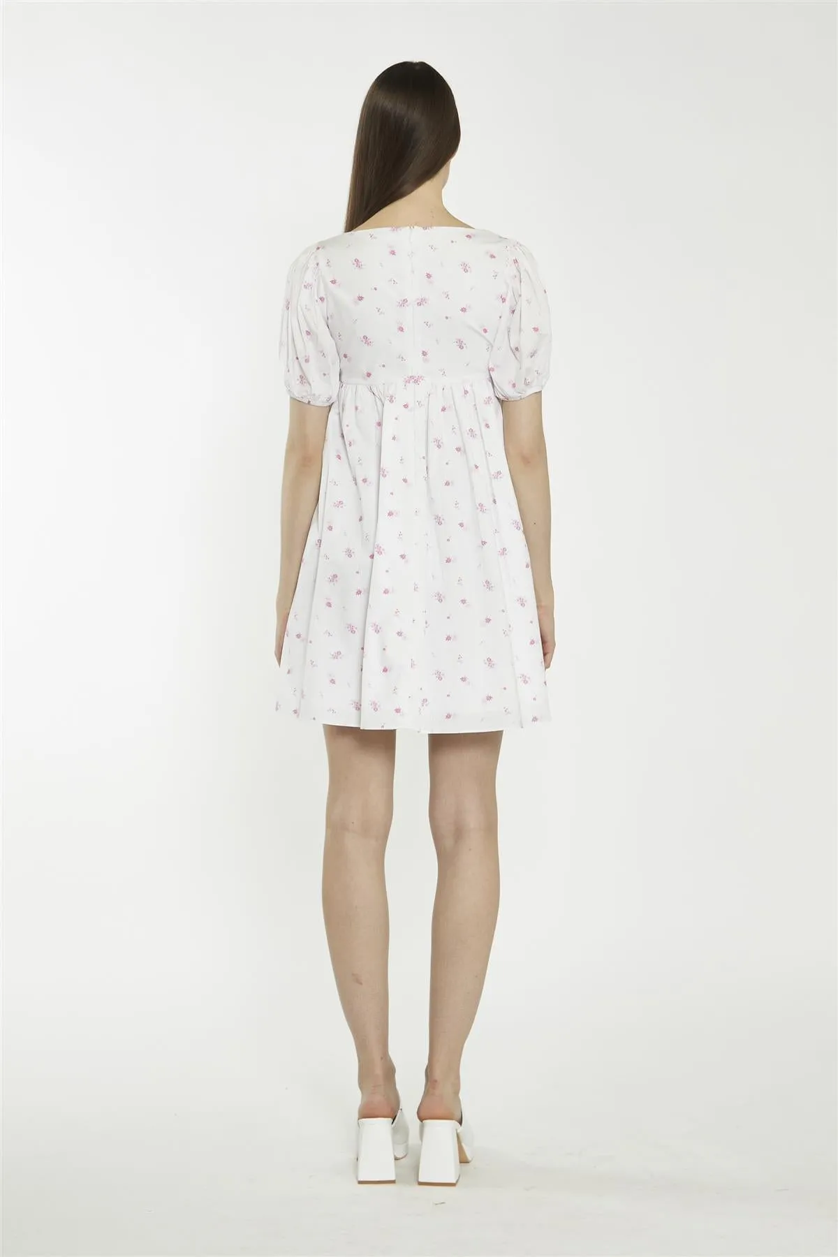 Square Neck Short Skater Dress - White Pink Floral sold by Glamorous product image thumbnail 2