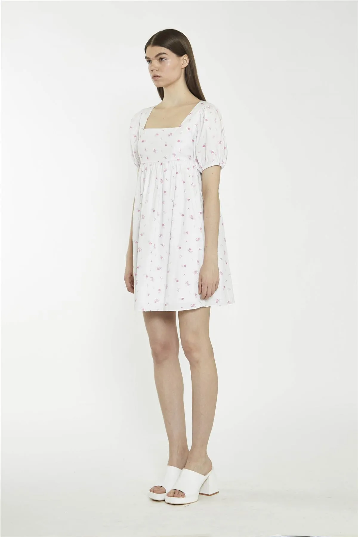 Square Neck Short Skater Dress - White Pink Floral sold by Glamorous product image thumbnail 4