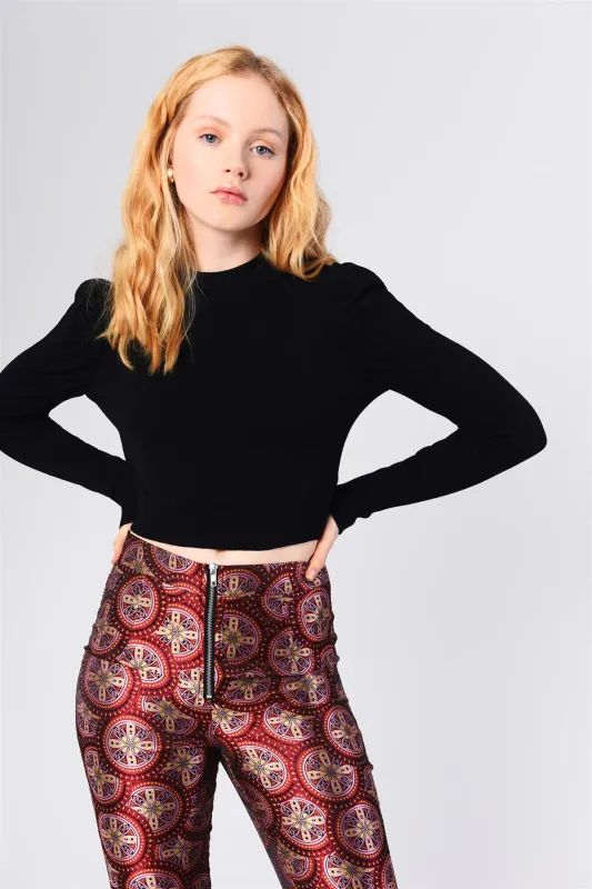 High Neck Crop Top - Black sold by Glamorous