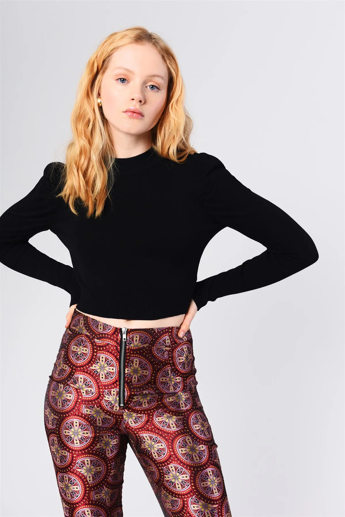 High Neck Crop Top - Black sold by Glamorous