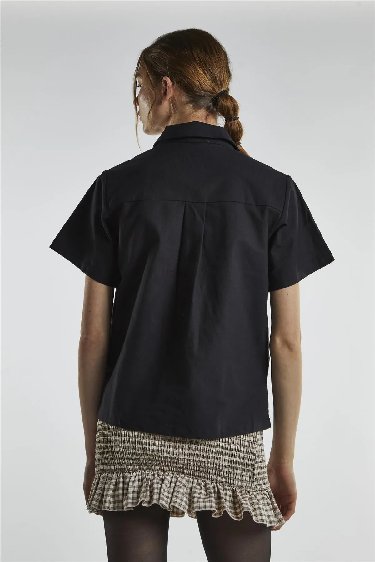 Lapel Collar Short Sleeves Shirt - Black sold by Glamorous product image thumbnail 2