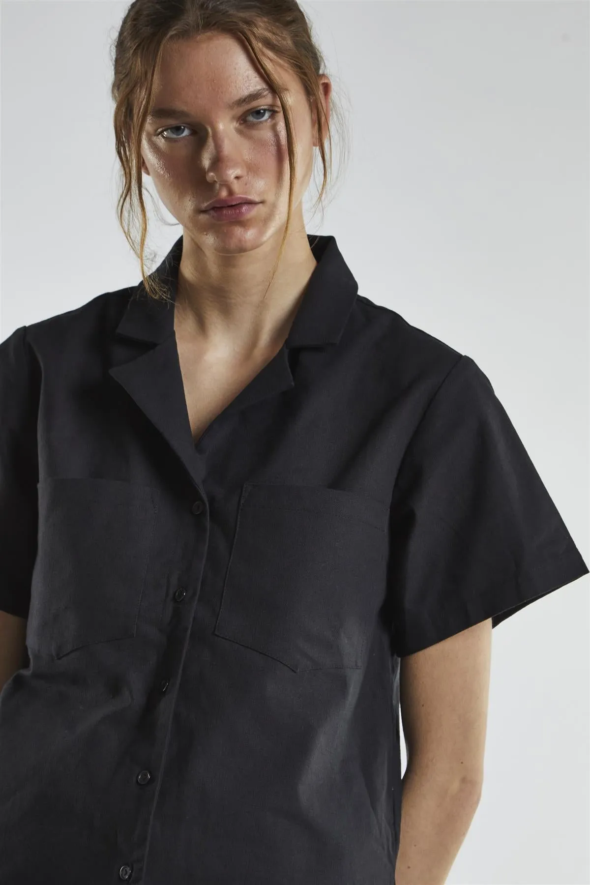 Lapel Collar Short Sleeves Shirt - Black sold by Glamorous product image thumbnail 4