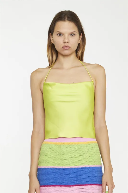 Tank Cropped Top - Lime Green Sateen made by Glamorous