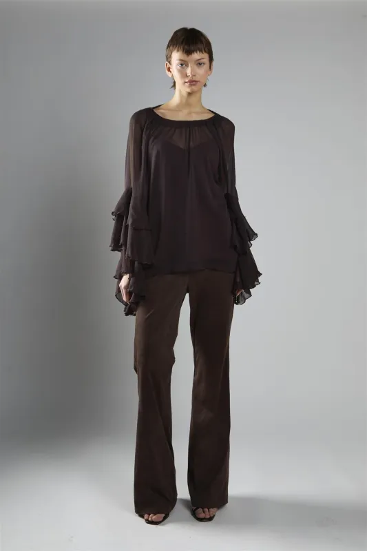 Brown Flared Mid-Rise Trousers sold by Glamorous