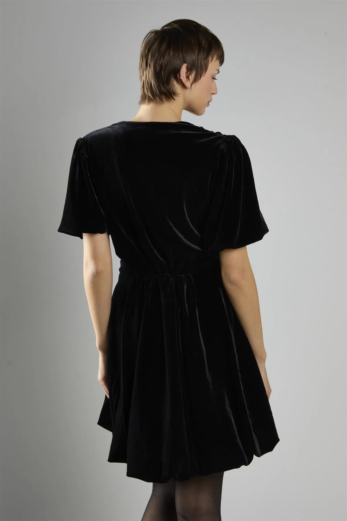 Black Velvet Short Sleeve Skater Mini Dress sold by Glamorous product image thumbnail 2