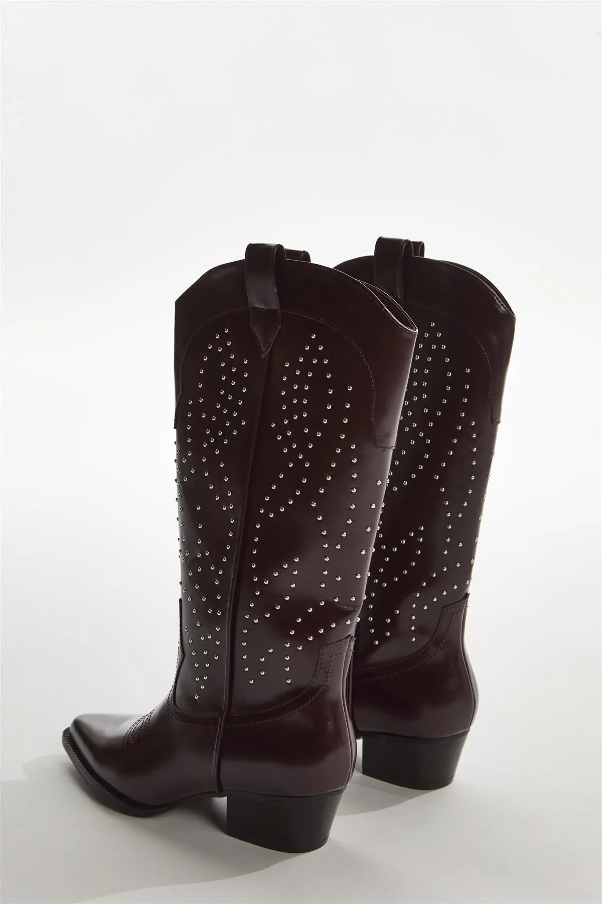 Red-Pu Studded Cowboy Knee-High-Boots sold by Glamorous product image thumbnail 2