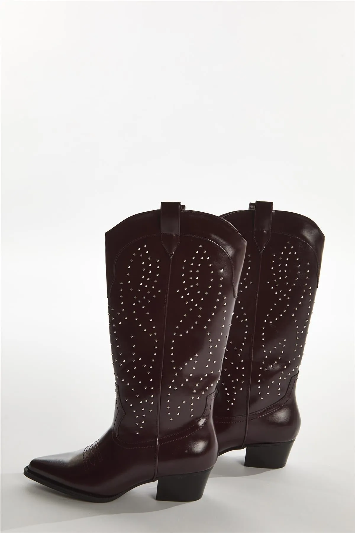 Red-Pu Studded Cowboy Knee-High-Boots sold by Glamorous product image thumbnail 4