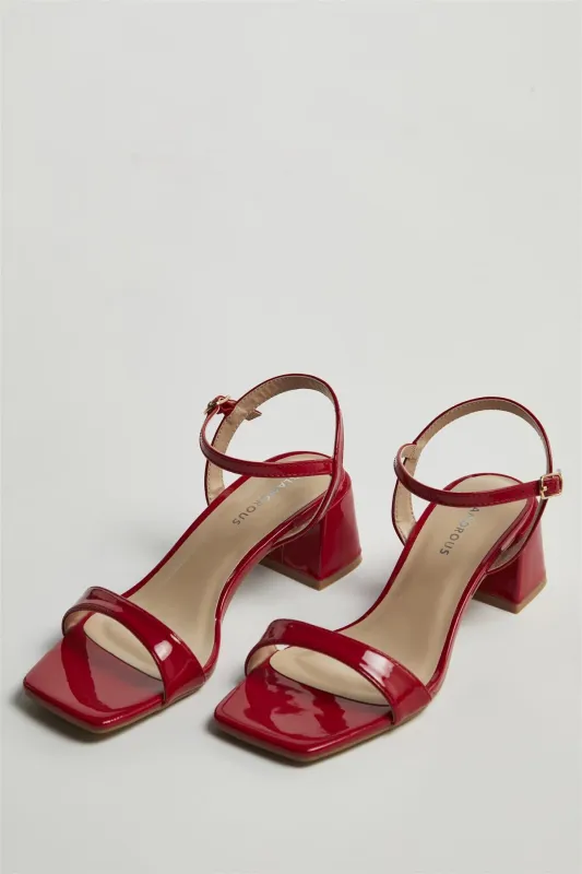 Cherry-Red Low Block-Heel Sandals sold by Glamorous