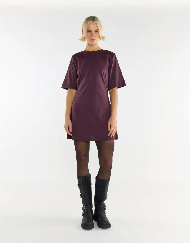 Chocolate Plum Cotton Mini Dress sold by Glamorous