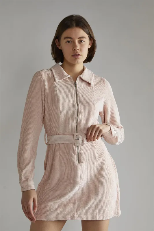 Light Pink Cord Long Sleeve Mini Dress sold by Glamorous