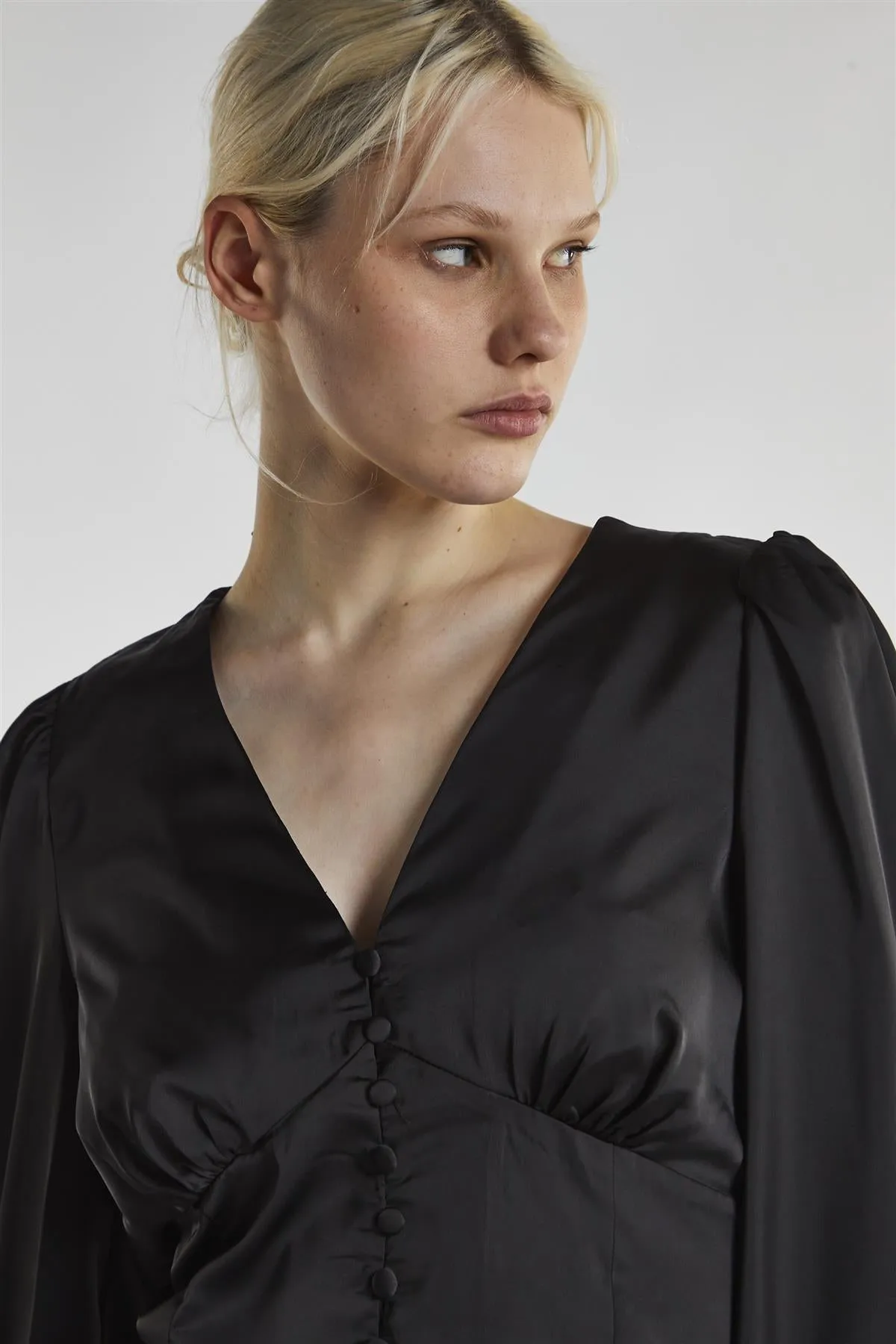Black-Satin Button-Front Top sold by Glamorous product image thumbnail 4
