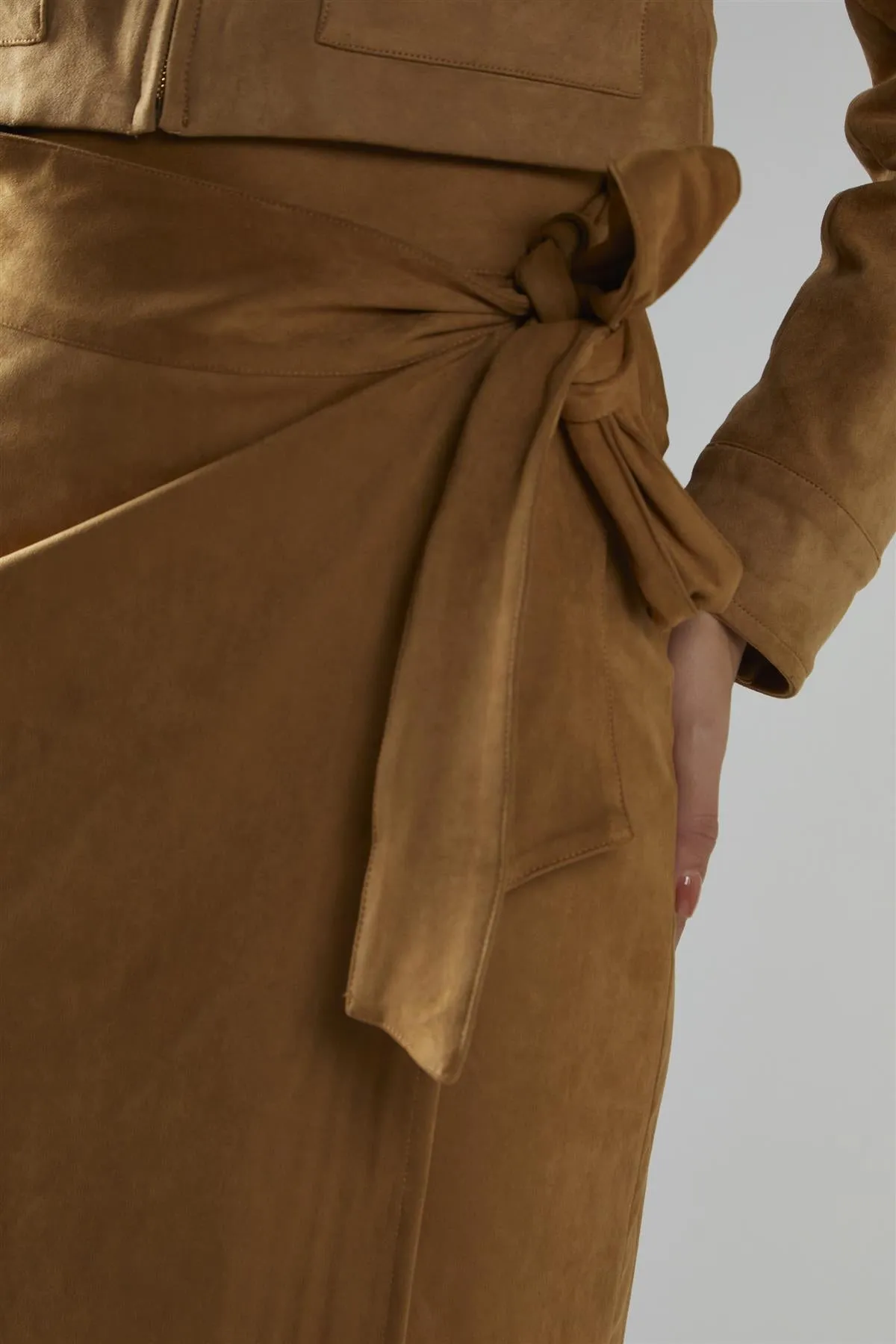Angled Hem Midi Wrap Skirt - Camel sold by Glamorous product image thumbnail 3