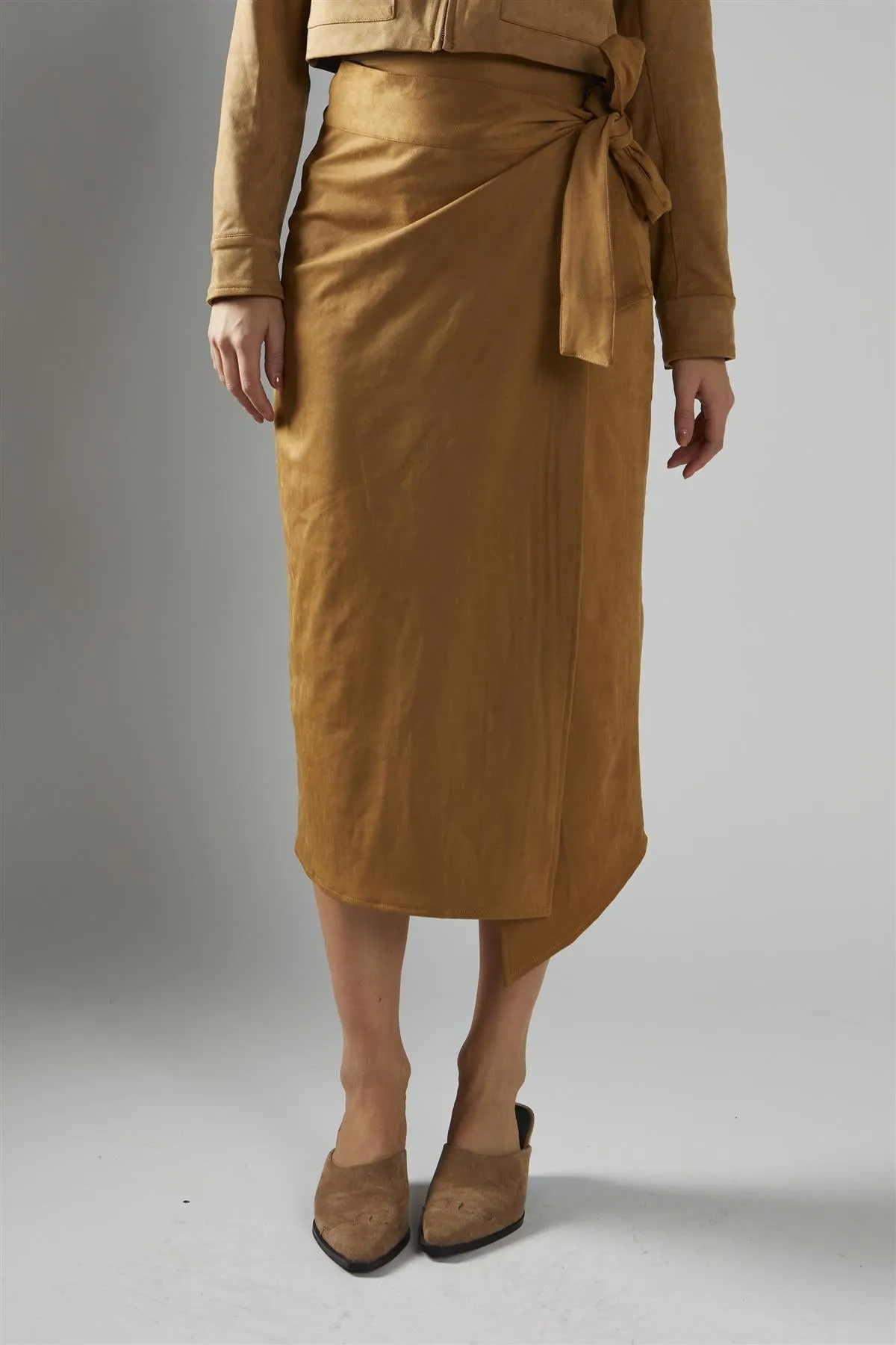 Angled Hem Midi Wrap Skirt - Camel sold by Glamorous product image thumbnail 4