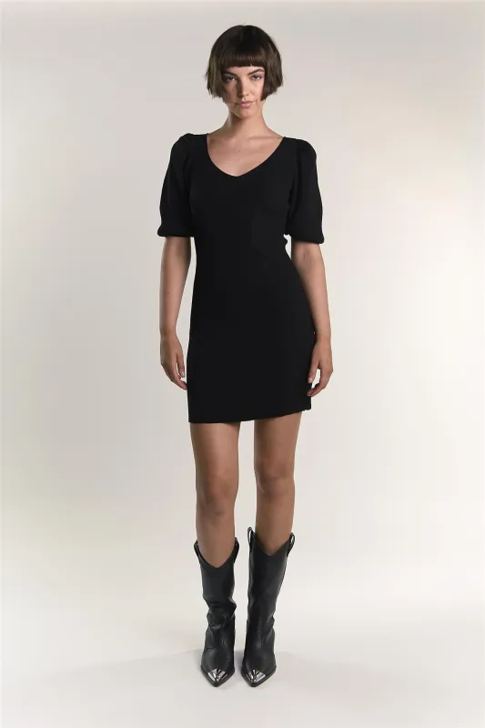 Black Ribbed-Body-Con Mini-Dress sold by Glamorous