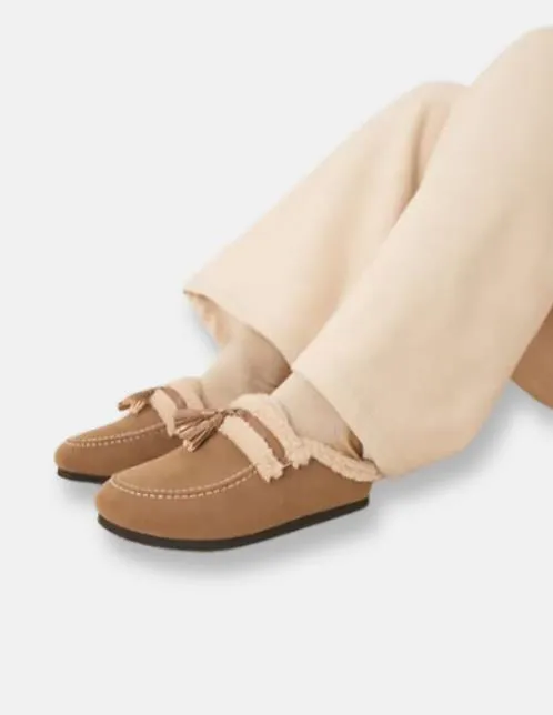 Fluffy Slip On Slippers - Taupe sold by Glamorous