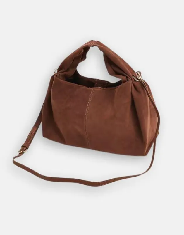 Faux suede slouchy bag - Dark Brown made by Glamorous