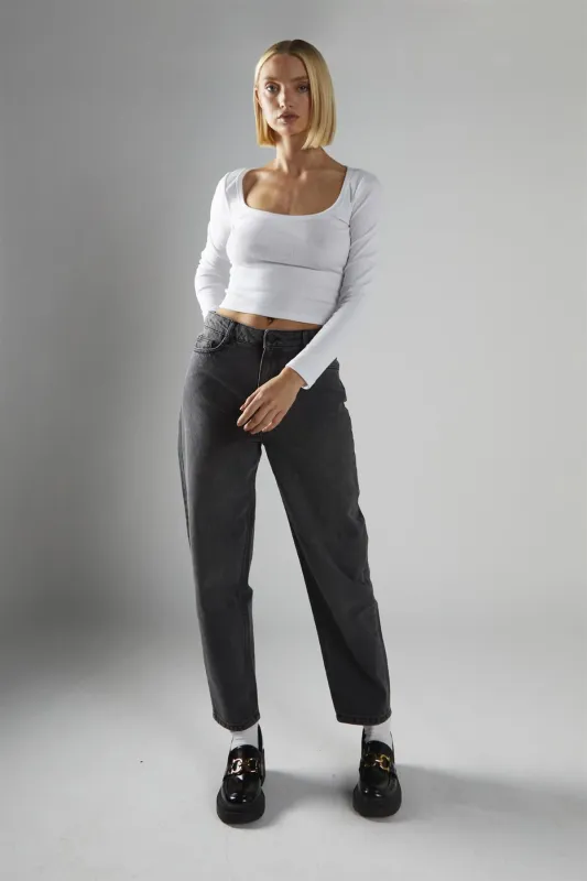 Scoop Neck Crop Tops - White Rib sold by Glamorous