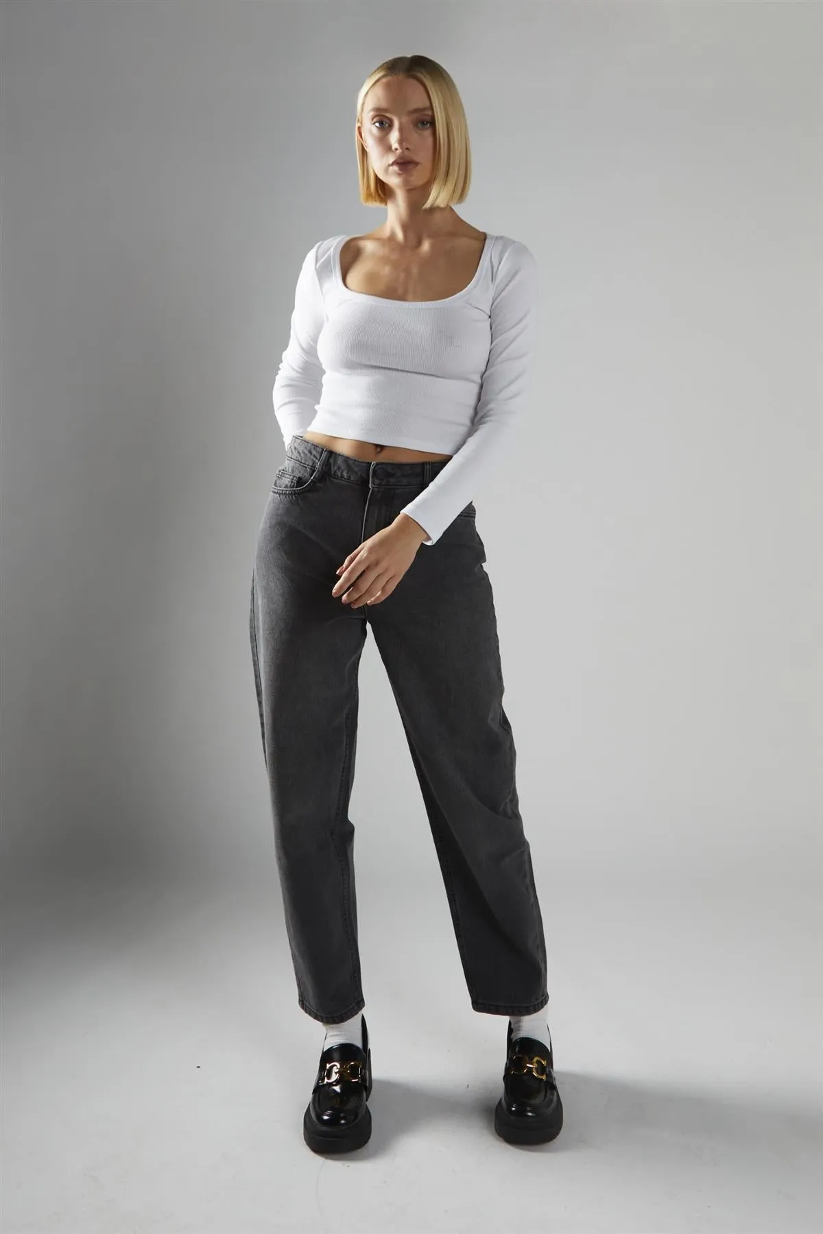 Scoop Neck Crop Tops - White Rib sold by Glamorous