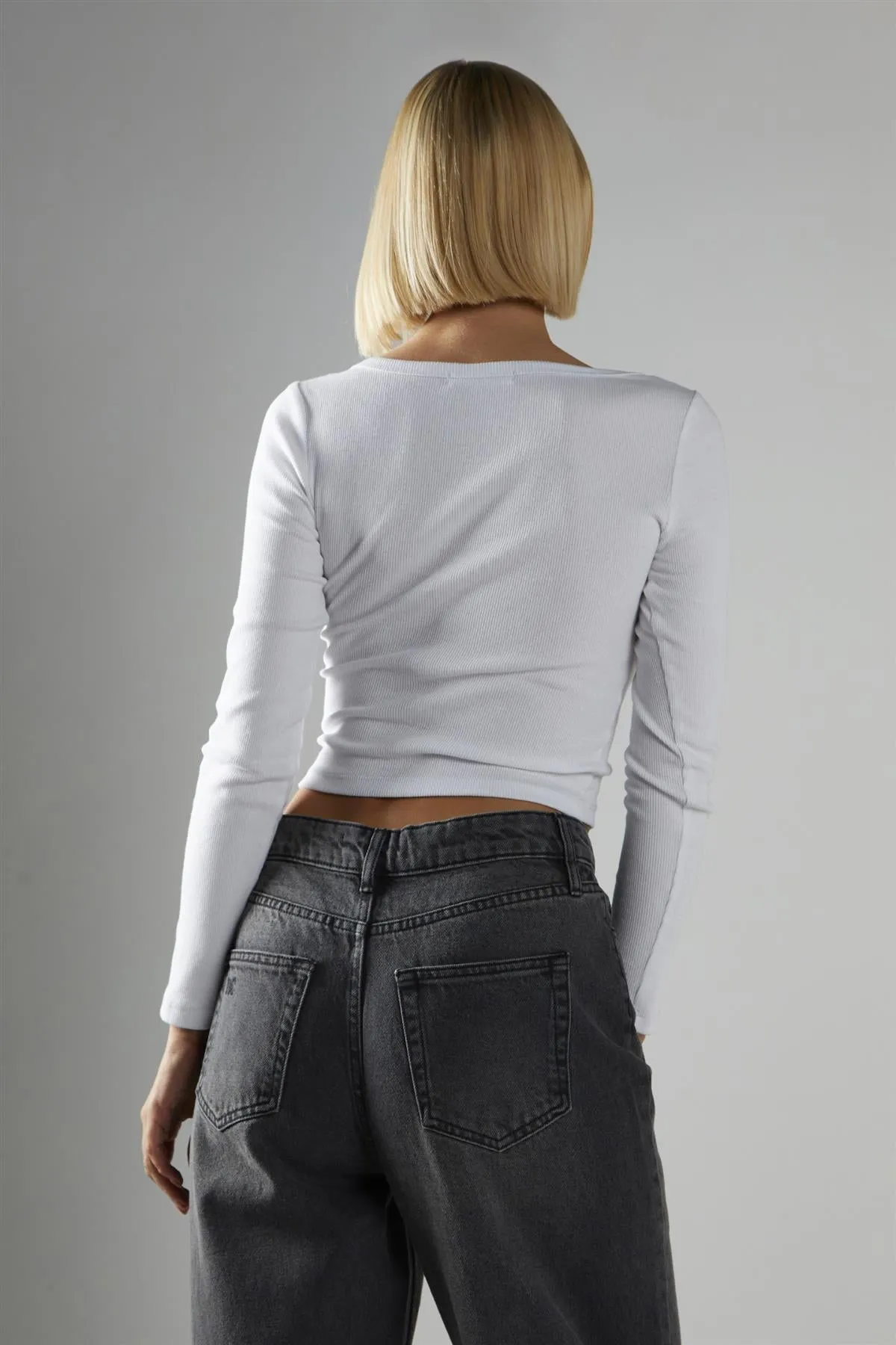 Scoop Neck Crop Tops - White Rib sold by Glamorous product image thumbnail 2