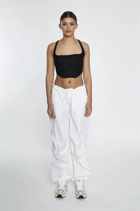 Black-Lace Corset Crop-Top sold by Glamorous