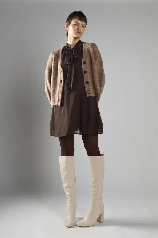 Brown Marl V-Neck Button-Front Long Sleeve Cardigan sold by Glamorous