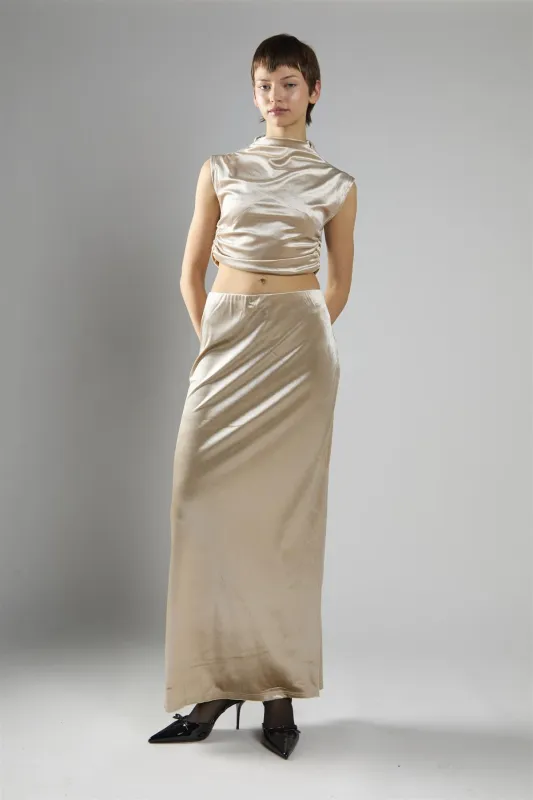Oyster Velvet Mid-Rise Maxi Skirt sold by Glamorous