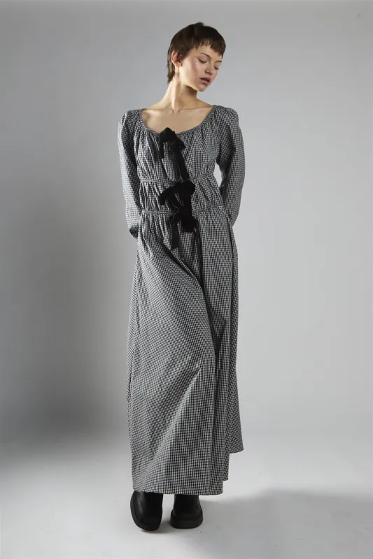 Black Check Velvet Bow Maxi Dress made by Glamorous