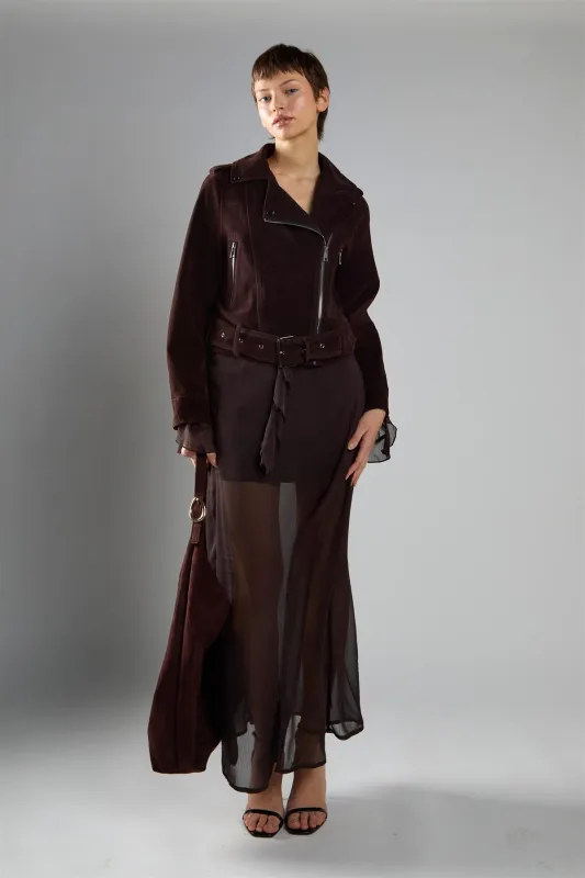 Rich Brown Biker Long Sleeve Jacket sold by Glamorous