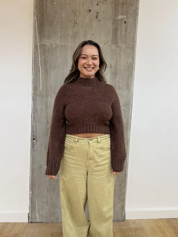 Brown Crew Neck Crop-Jumper sold by Glamorous