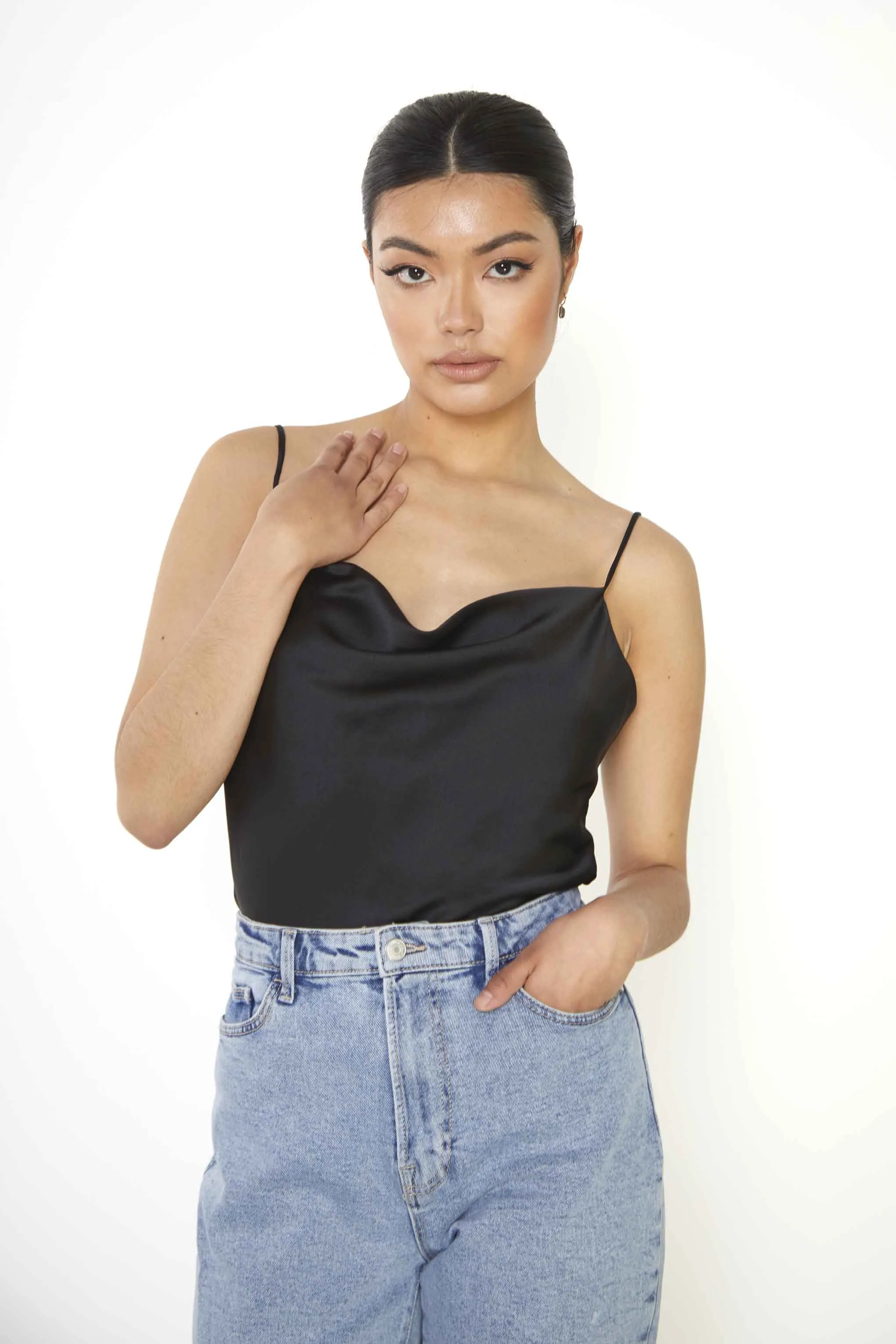 Glamorous Black Cowl Neck Cami Top sold by Glamorous product image thumbnail 3