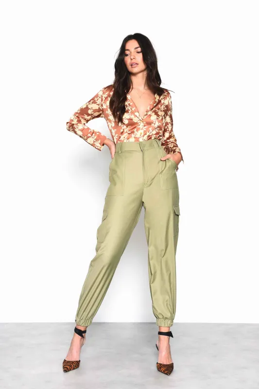 Glamorous Tan Yellow Floral Long Sleeve Button Down Shirt sold by Glamorous