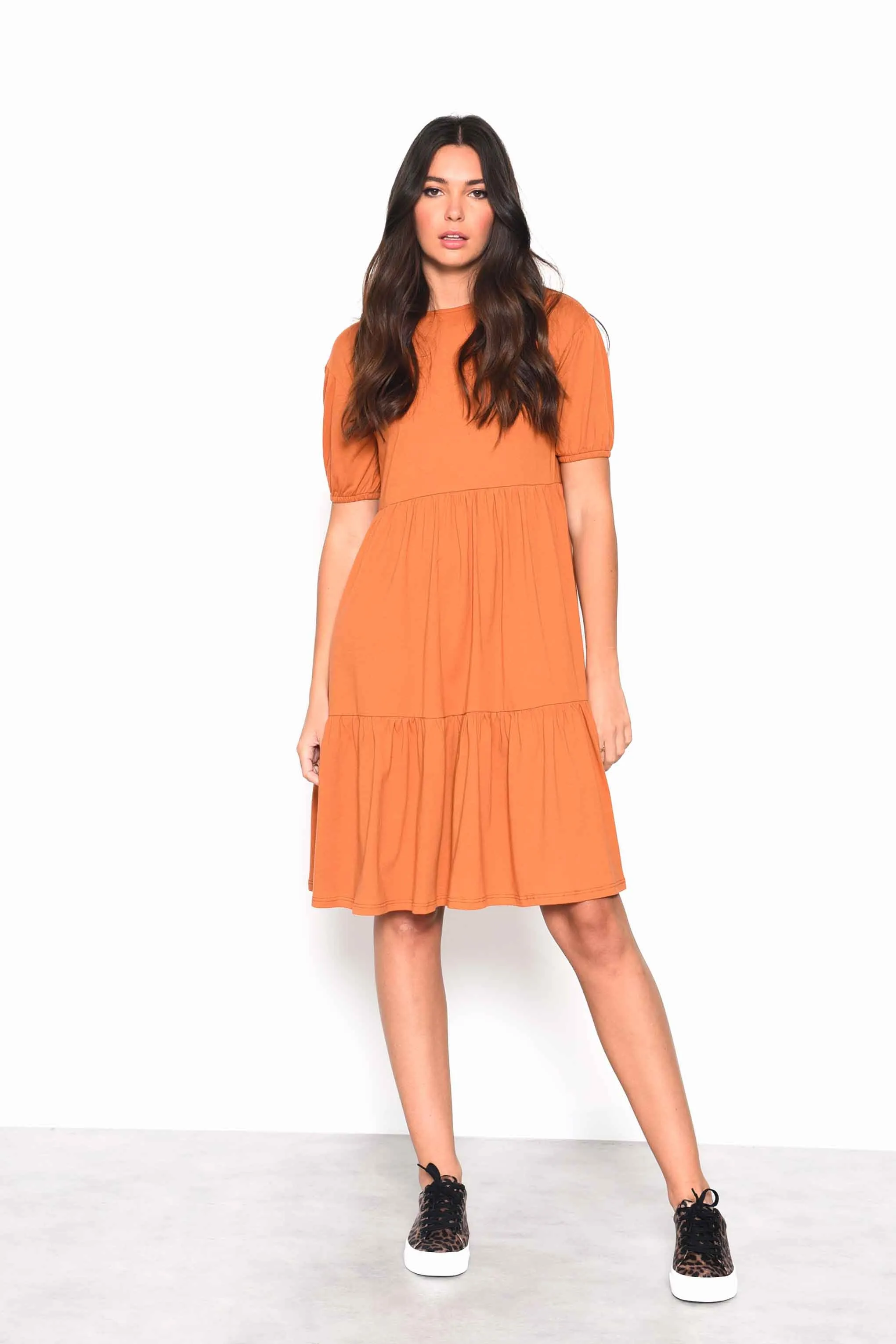 Glamorous Rust Tiered Smock Midi Dress sold by Glamorous product image thumbnail 3