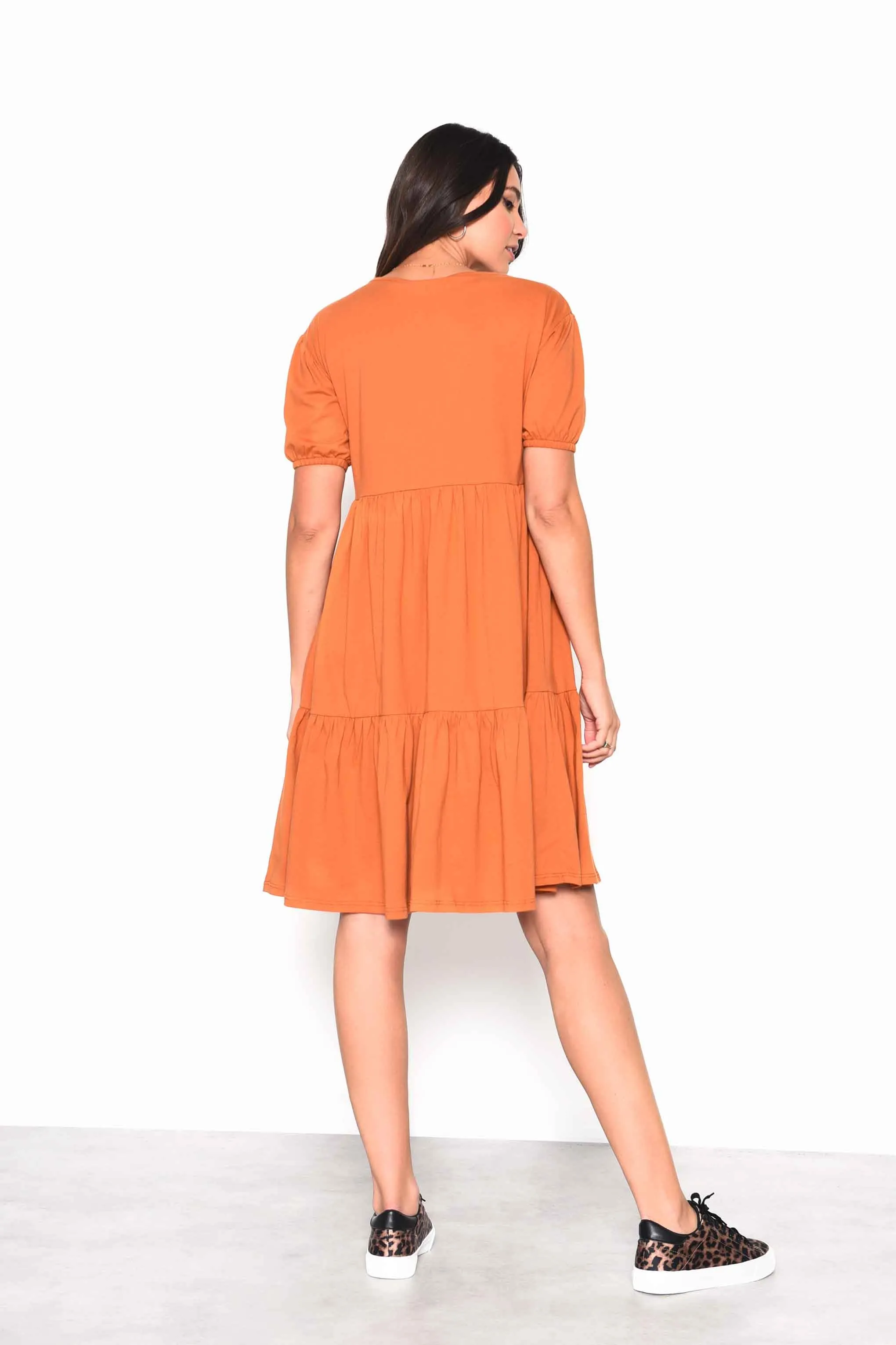Glamorous Rust Tiered Smock Midi Dress sold by Glamorous product image thumbnail 2
