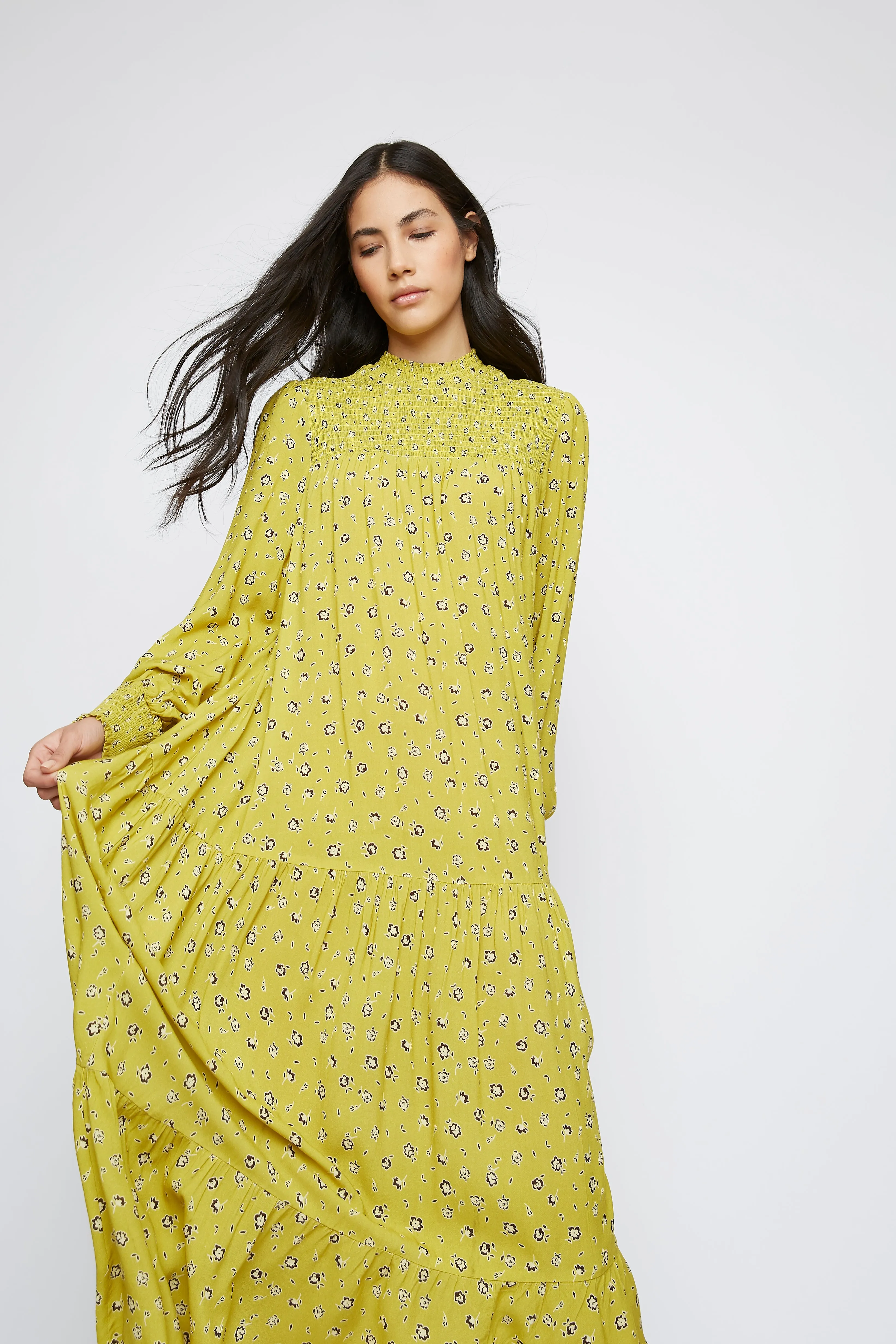 Glamorous Chartreuse Ditsy High Neck Shift Midi Dress sold by Glamorous product image thumbnail 2