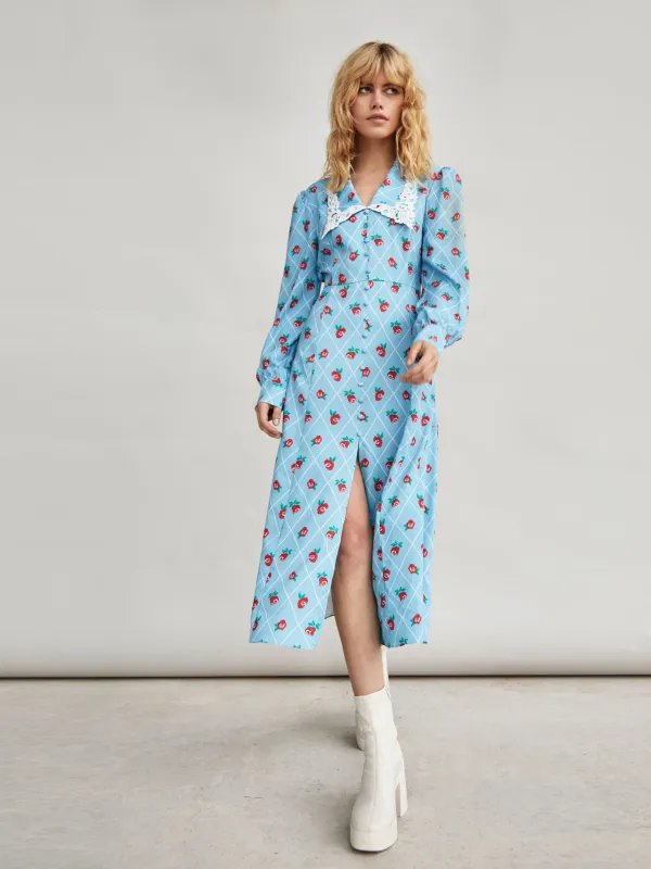 Glamorous Rose Trellis Split Front Collar Midi Dress sold by Glamorous